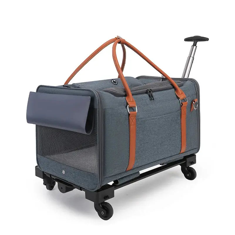 Multifunctional Cat Carrier with Trolley Large Capacity Breathable Foldable Pet Bag for Cats and Dogs WLP Company