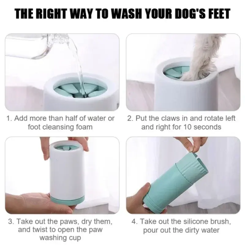 Automatic Pet Foot Washer Cup Silicone Soft Foot Cup Cat Foot Cleaning Bucket Dog Paw Cleaner Cup Manual Quick Feet Wash Cleaner WLP Company