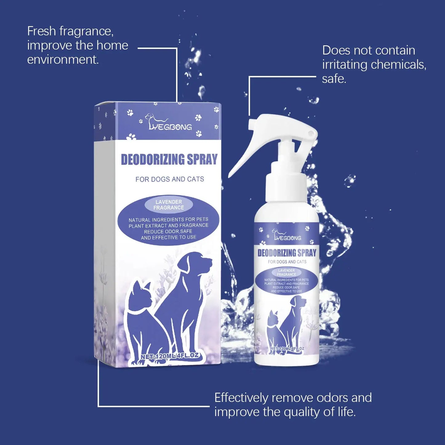 Pet Deodorant Spray for Cats & Dogs - Kitten Puppy Bad Breath Freshener Long-Lasting Perfume Odor Remover Pet Cleaning Supplies WLP Company