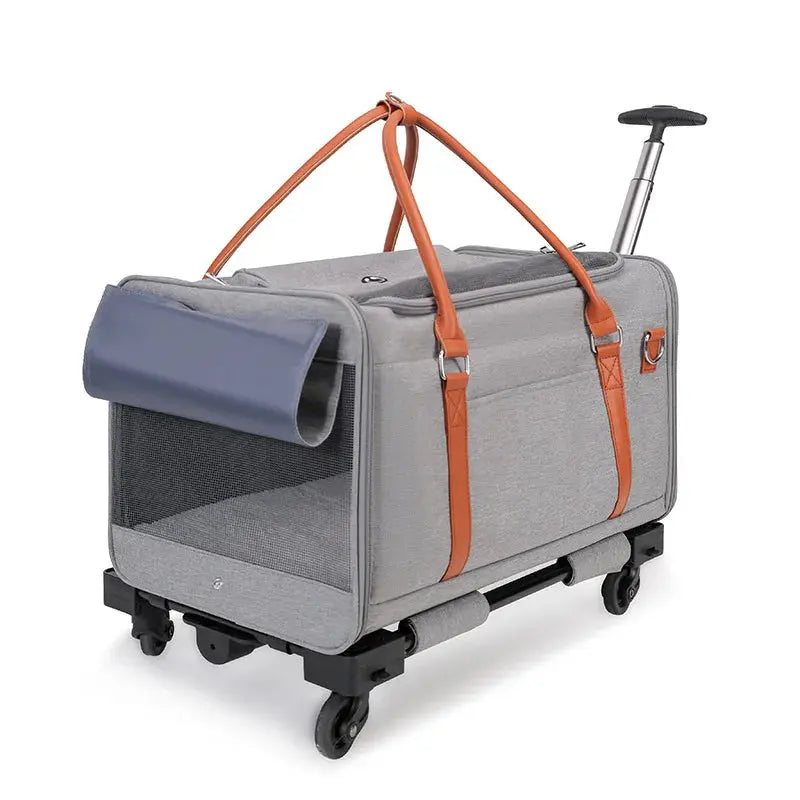 Multifunctional Cat Carrier with Trolley Large Capacity Breathable Foldable Pet Bag for Cats and Dogs WLP Company
