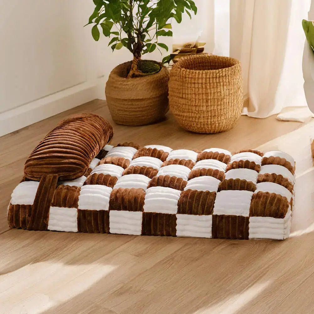 handmade dog beds Handmade Plush Square Orthopedic Support with Pillow Large and Small Dog Beds Warm and Soft Dog Comfort Pads Pet Mattresses WLP Company