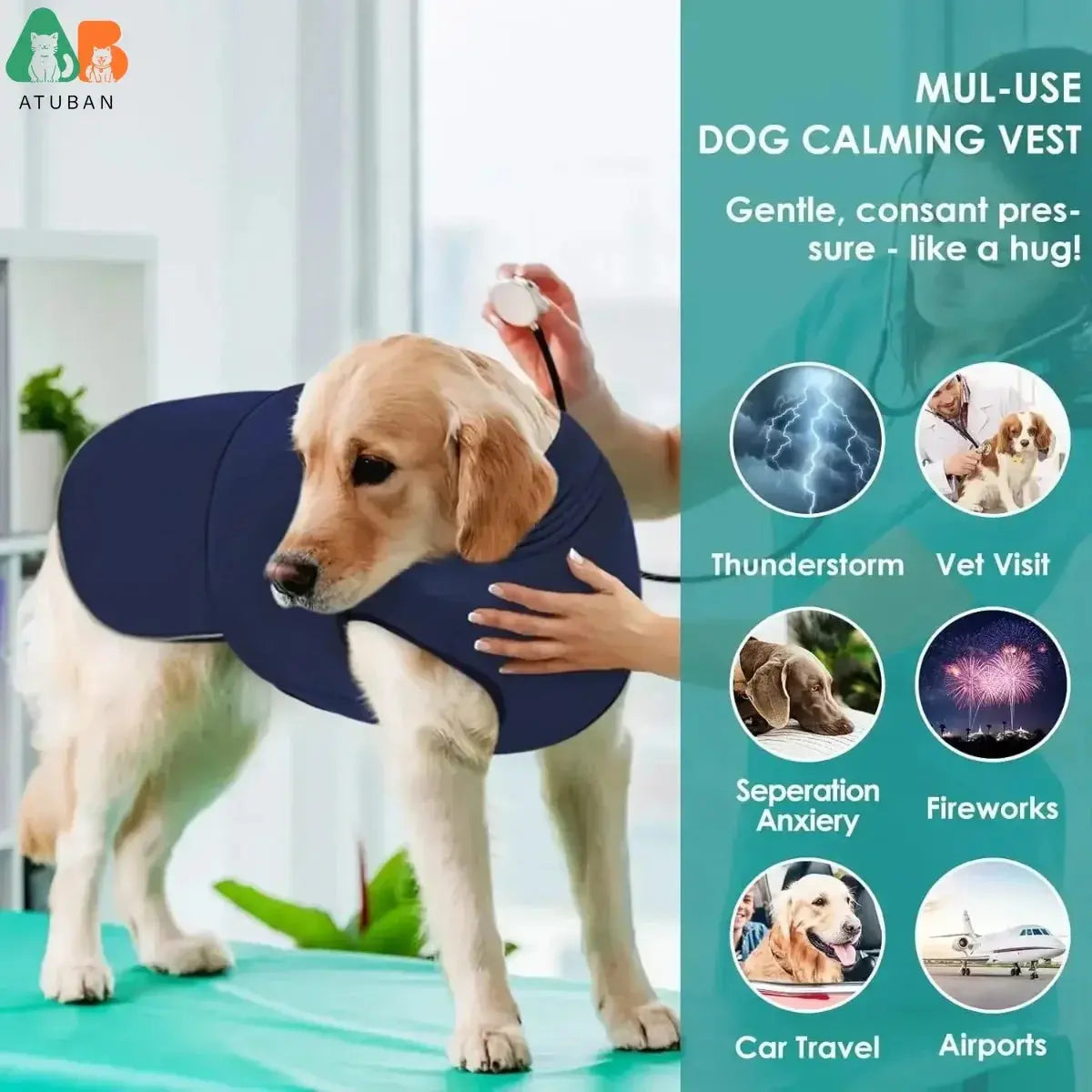 Dog anxiety vest /Calming Vest with Hoodie for noise WLP Company