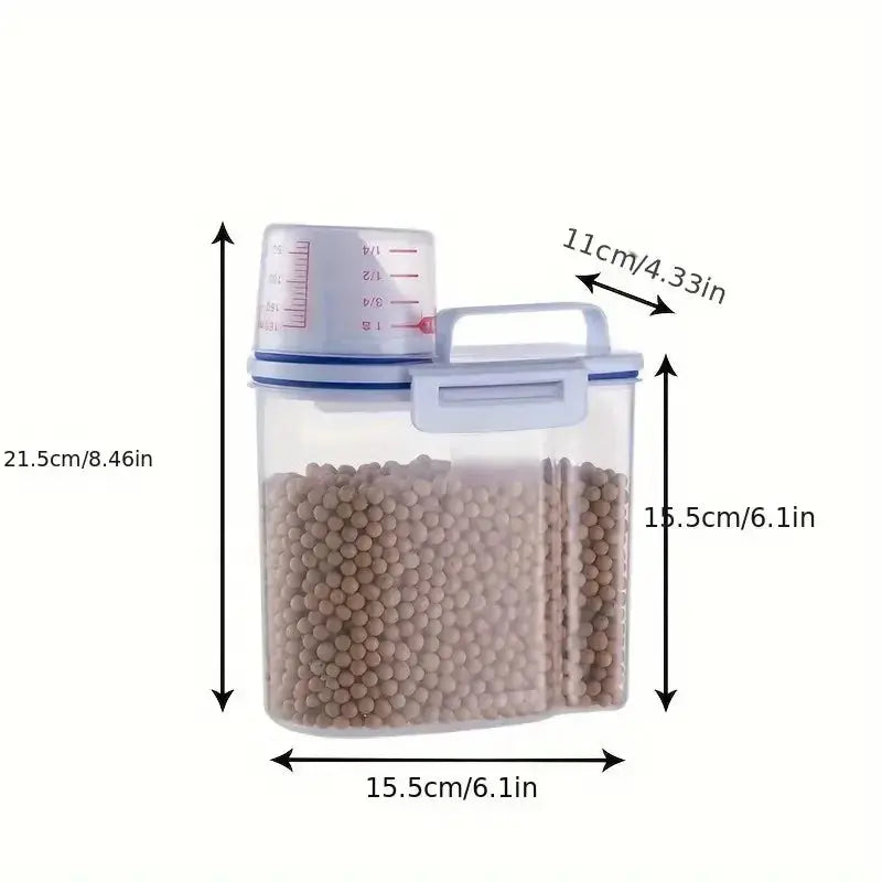 Pet Food Storage Container with Measuring Cup Handle Airtight Waterproof Pet Food Storage Dispenser Portable Buckets Feeder WLP Company