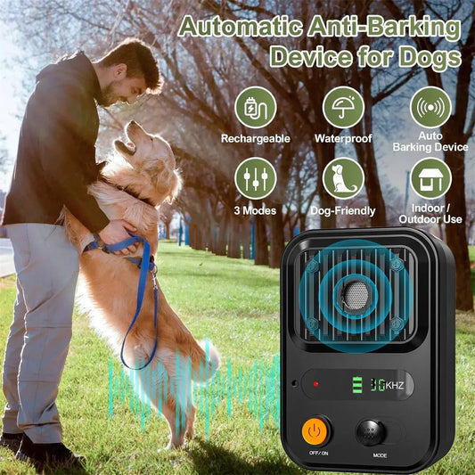 3 Modes Anti Bark Device Auto Bark Deterrent Devices Up to 50 Ft Rechargeable Sonic Bark Deterrent for Dogs Indoor Outdoor Use WLP Company