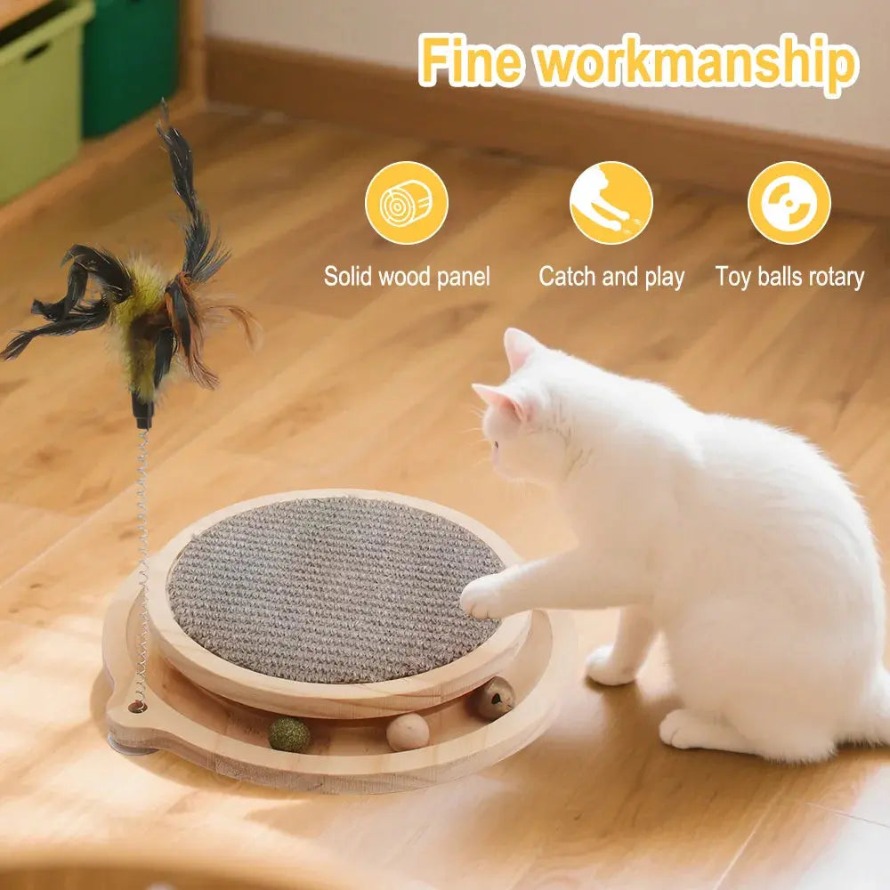 Cat Scratcher Cat Natural Sisal Scratching Pad Kitten Interactive Toy with Ball Track Ball for Chasing Hunting Mental Physical WLP Company