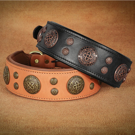 Genuine Leather Dog Collar for French Bulldog Labrador