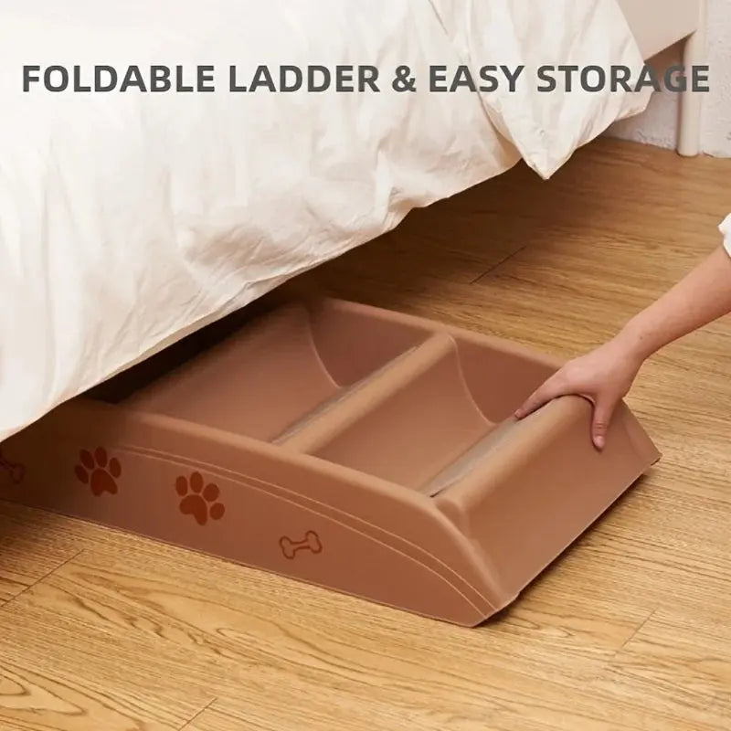 1pc Right-Angle Foldable Pet Ladder,Cute Paw Prints & Bone Design, Easy To Assemble & Store, Non-Slip Stairs for Home Use WLP Company
