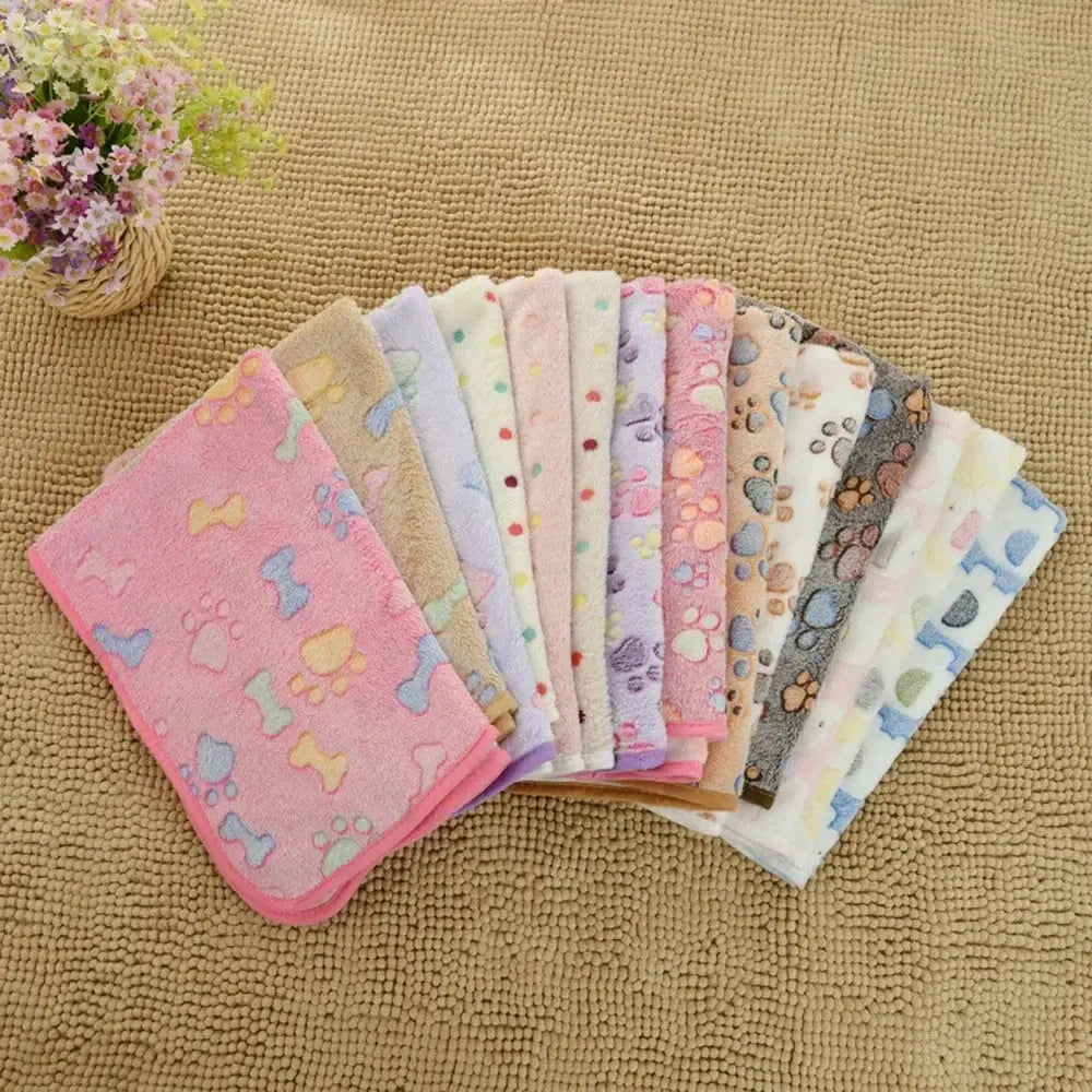 Dog Blanket Washable Fuzzy Soft Pet Mat Throw Cover for Kennel Crate Bed Cute Paw Pattern Puppy Cat Bed Blanket Mat Pet Blankets WLP Company