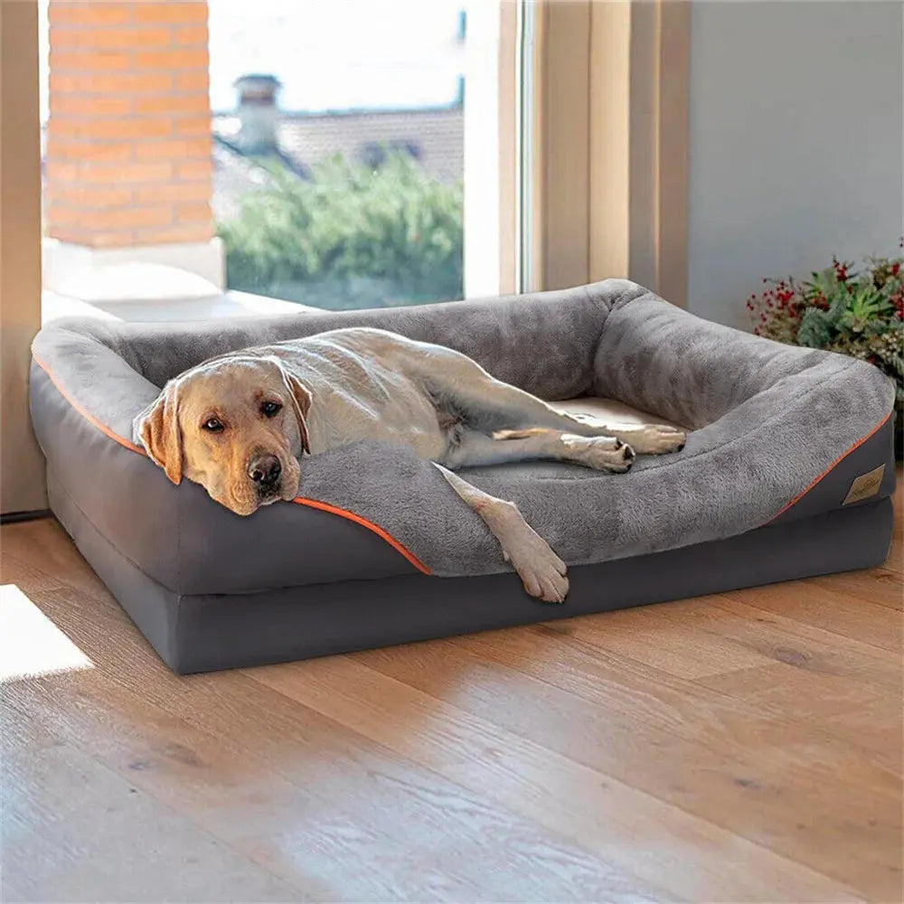Jumbo Large Orthopedic Dog Bed Memory Foam Pet Sofa Couch Waterproof Elevated Cushion Warm Puppy Bolster Couch Removable Cover WLP Company