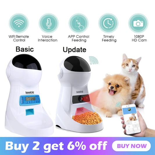 Iseebiz 3L Automatic Pet Feeder With Voice Record - Smart Feeding Solution
