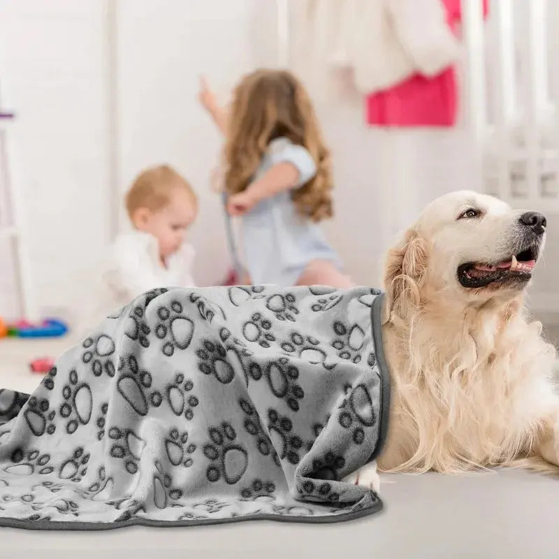 Dog Bed Mat Blanket Soft Fluffy Pet Sleeping Blanket Cute Paws Pattern Pet Travel Mat Warm Comfortable Blankets for Cat Dogs WLP Company