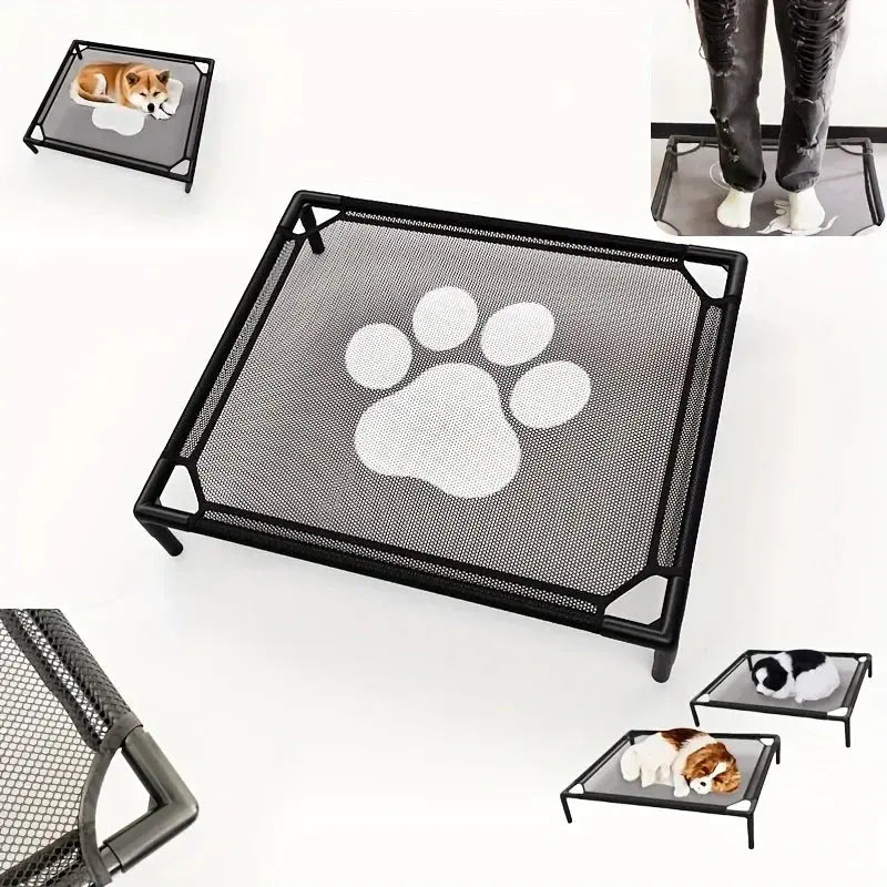 Cooling Elevated Dog Bed - Raised Dog Cot Fits, Pet Cot with Durable Supportive Mesh, Indoor & Outdoor, Black, Small Pet Bed WLP Company