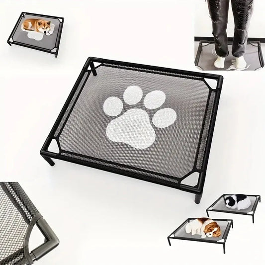 Cooling Elevated Dog Bed - Raised Dog Cot Fits, Pet Cot with Durable Supportive Mesh, Indoor & Outdoor, Black, Small Pet Bed WLP Company
