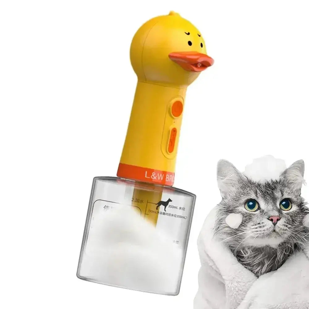 Electric Shampoo Foamer Pet Foaming Soap Dispenser Pets Bathing Bubbler Dog Shampoo Dispenser Shampoo Sprayer Little Yellow Duck WLP Company