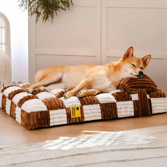 handmade dog beds Handmade Plush Square Orthopedic Support with Pillow Large and Small Dog Beds Warm and Soft Dog Comfort Pads Pet Mattresses WLP Company