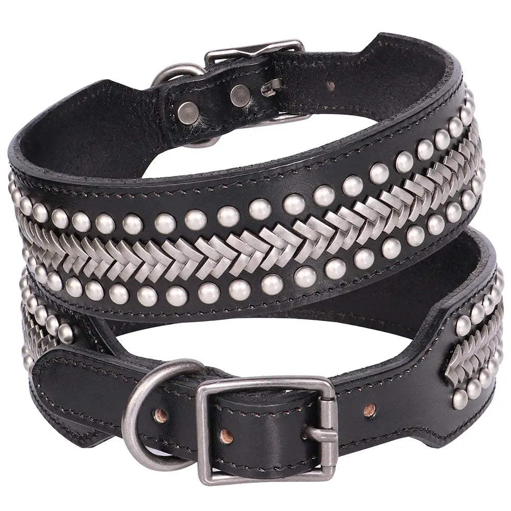 luxury dog collar 2inch Wide Luxury Genuine Leather Dog Collar WLP Company