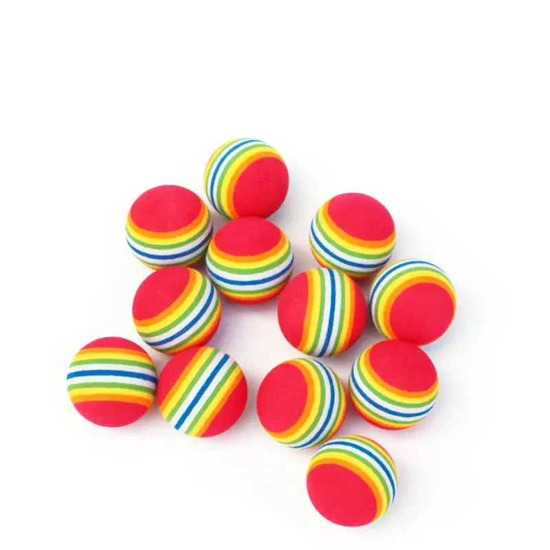 10Pcs Colorful Cat Toy Ball EVA Bite-Resistant Elastic Rainbow Ball Kitten Puppy Chewing Training Interactive Toys Pet Supplies WLP Company