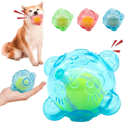 Pet Dog Chew Toy Cute Bear Head Resistant Bite Puppy Toys with Tennies Teeth Cleaning Sound Dog Toy Large Small Dog Squeaky Toy WLP Company
