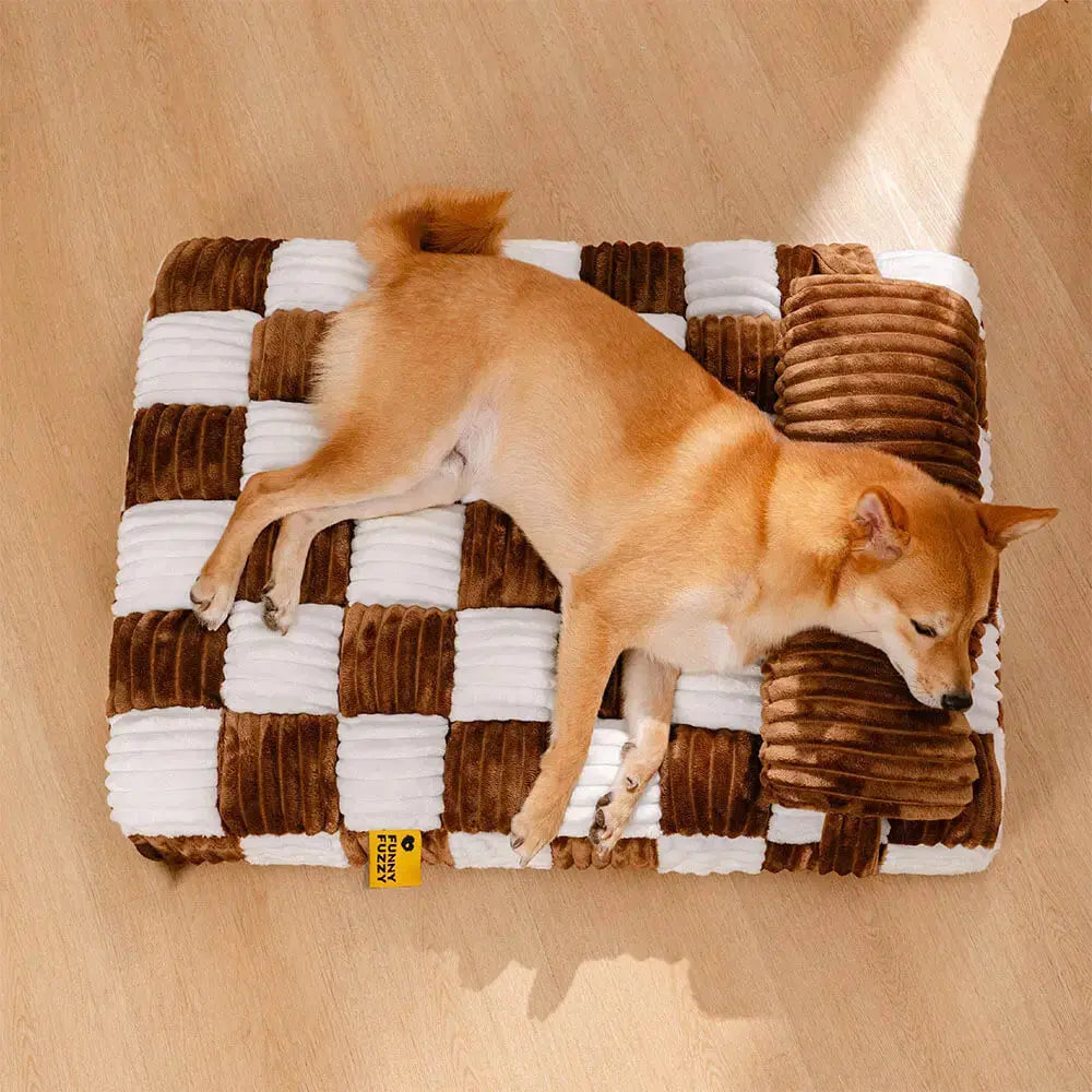 handmade dog beds Handmade Plush Square Orthopedic Support with Pillow Large and Small Dog Beds Warm and Soft Dog Comfort Pads Pet Mattresses WLP Company