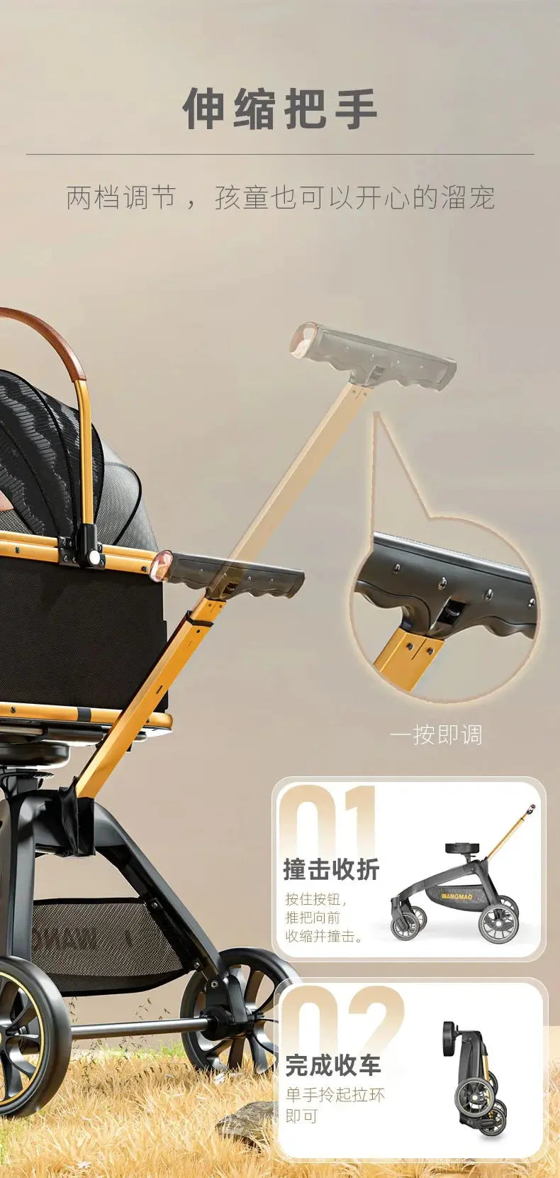 Luxury Dog Stroller Artifact Car Portable Split Folding Small Pet Cart Pet Stroller Dog Trolley Stroller for Cat WLP Company