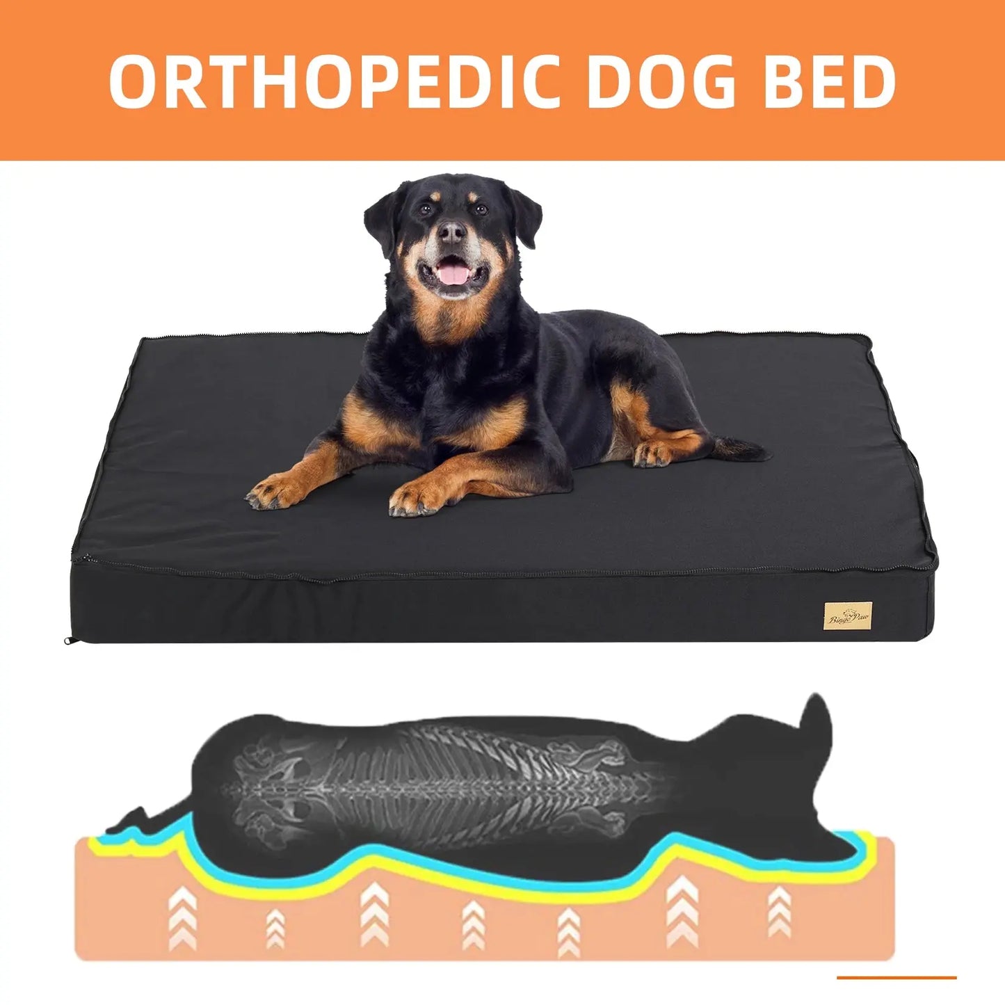 Dog Beds for Large Dogs, Orthopedic Dog Bed for Medium Large Dogs Waterproof Lining, and Non-Slip Bottom, Machine Washable WLP Company
