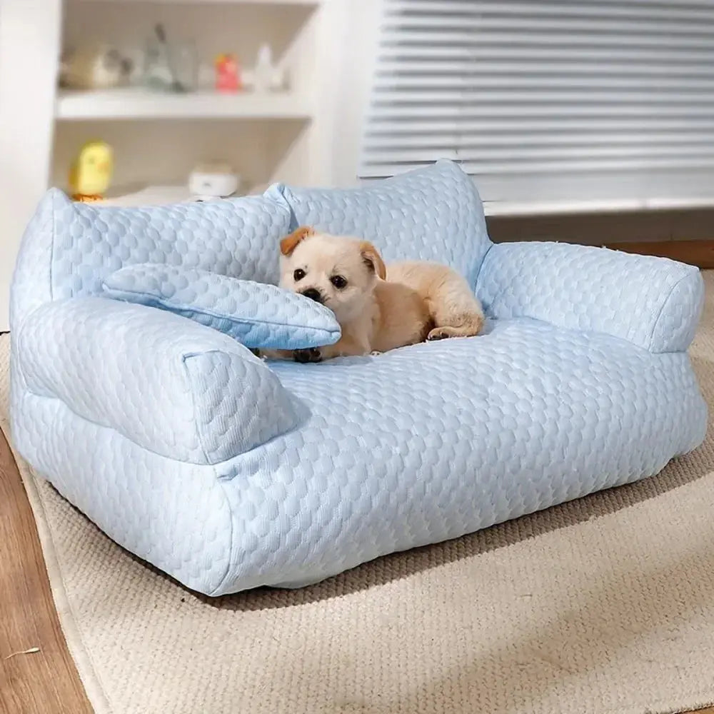self cooling pet bed Summer Self Cooling Sofa Bed for Small/Medium Dogs/Cats Ice Silk Pearl Cotton Removable Washable Pet Bed with Nonslip Bottom WLP Company