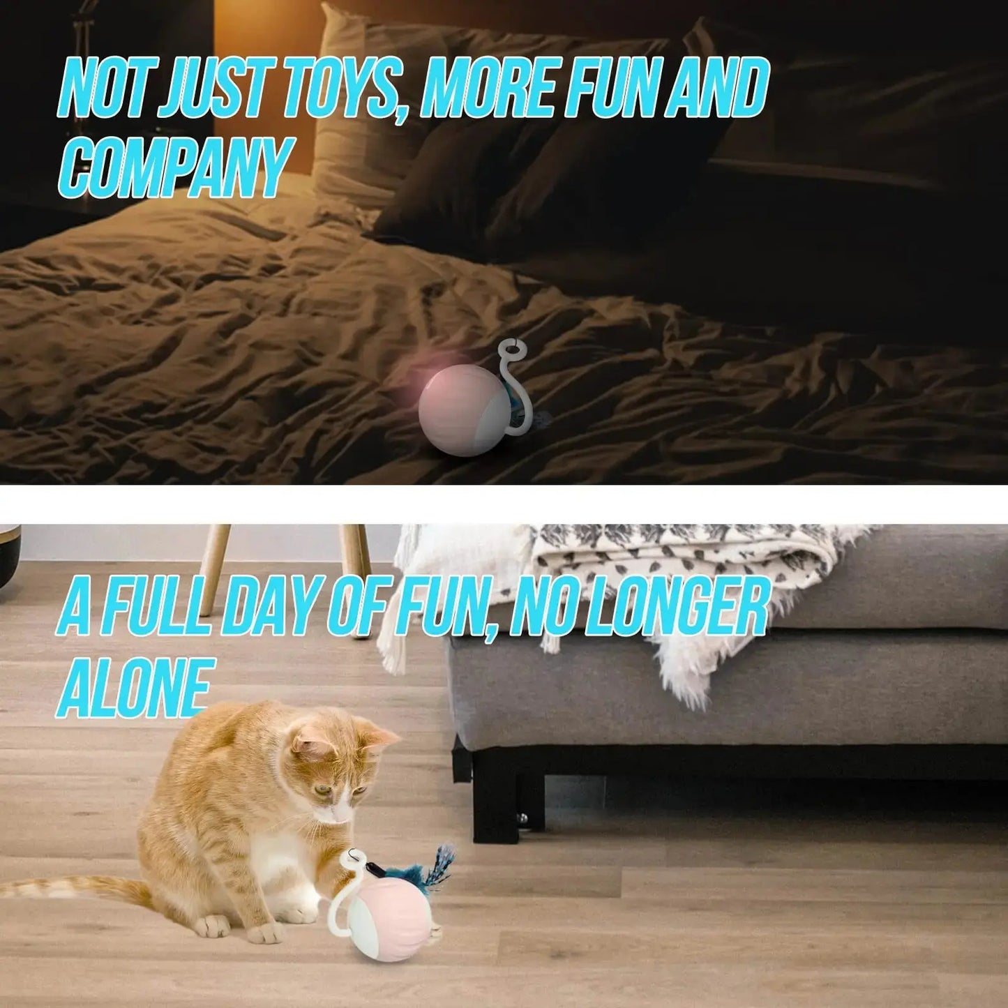 Cat Toys, Turbo Tail Popper Cat Toy 2-Speed Interactive Turbo Tail Mouse Cat Ball Toy Touch Control and Sound Control Smart Star WLP Company