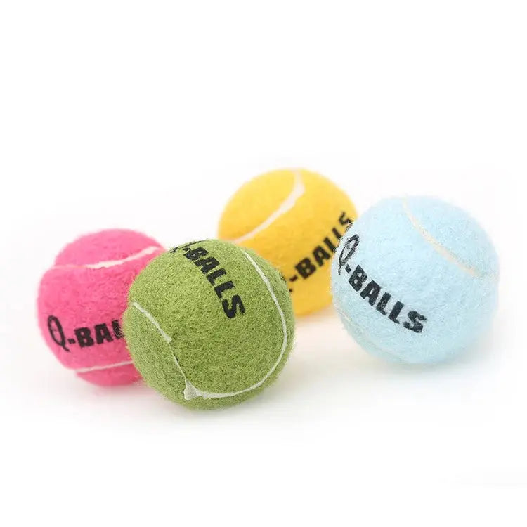4Pcs/Set Dog Toy Q-MONSTER Thick Walled Natural Rubber Squeak Chew Balls for Dogs Tennis Interactive Bouncy Balls for Training WLP Company