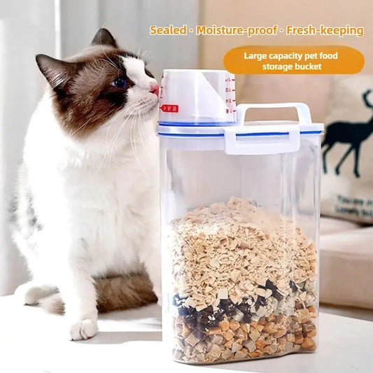 1.5kg/2kg Pet Food Storage Container Cat Food Bin Airtight Moisture Proof Dog Food Bucket Fish Food Container Cat Food Canister WLP Company