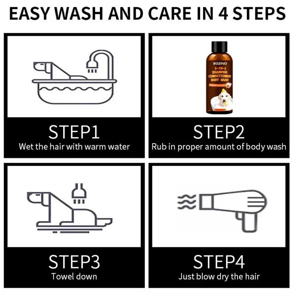 Dog Body Wash 3-in-1 Coconut Stain & Odor Eliminator Plant-Based Organic Tearless Moisturizer Dog Shampoo And Conditioner Carpet WLP Company