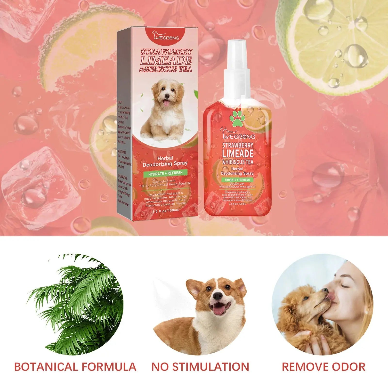 Yegbong Pet Odor Eliminator Spray - Long-Lasting Clean Deodorant for Dogs & Cats WLP Company
