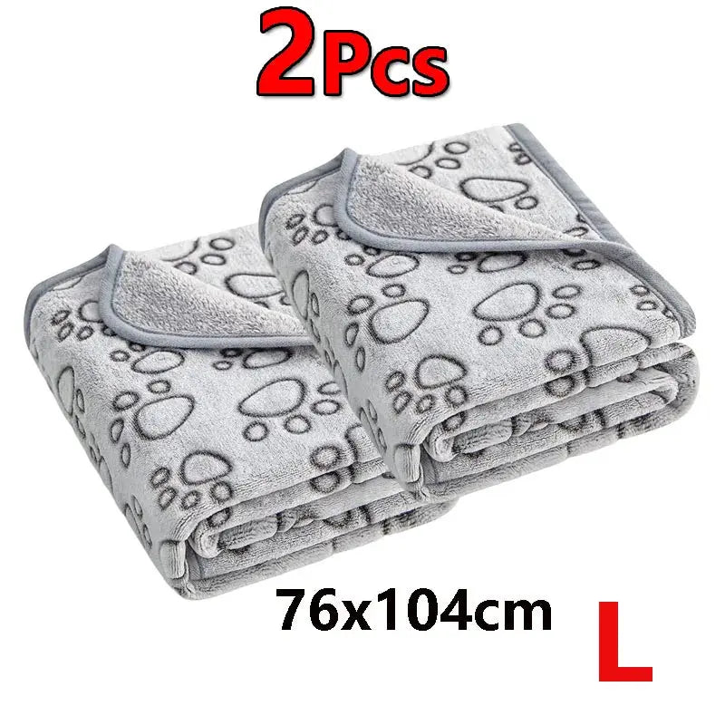 2PCS Soft Fluffy High Quality Pet Blanket Cute Cartoon Pattern Paw Print Dog Pet Mat Warm and Comfortable Blanket for Cat Dogs WLP Company