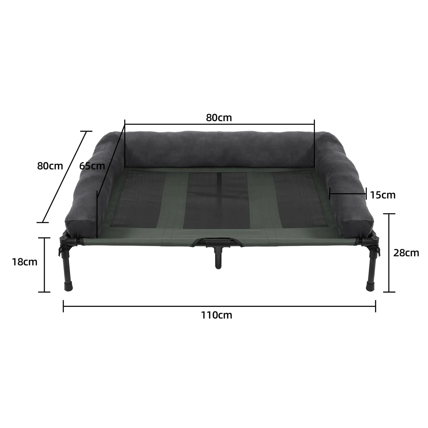 Dog Bed for Dogs and Cats Indoor Outdoor Elevated Pet Lounger Bed with Detachable Plush Bolster Cooling Summer L XL 2XL WLP Company