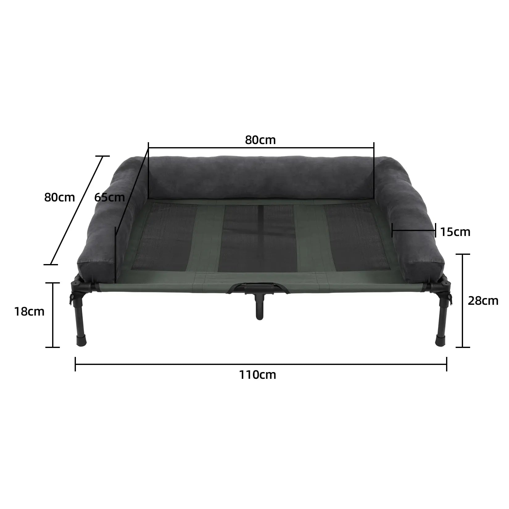 Dog Bed for Dogs and Cats Indoor Outdoor Elevated Pet Lounger Bed with Detachable Plush Bolster Cooling Summer L XL 2XL WLP Company
