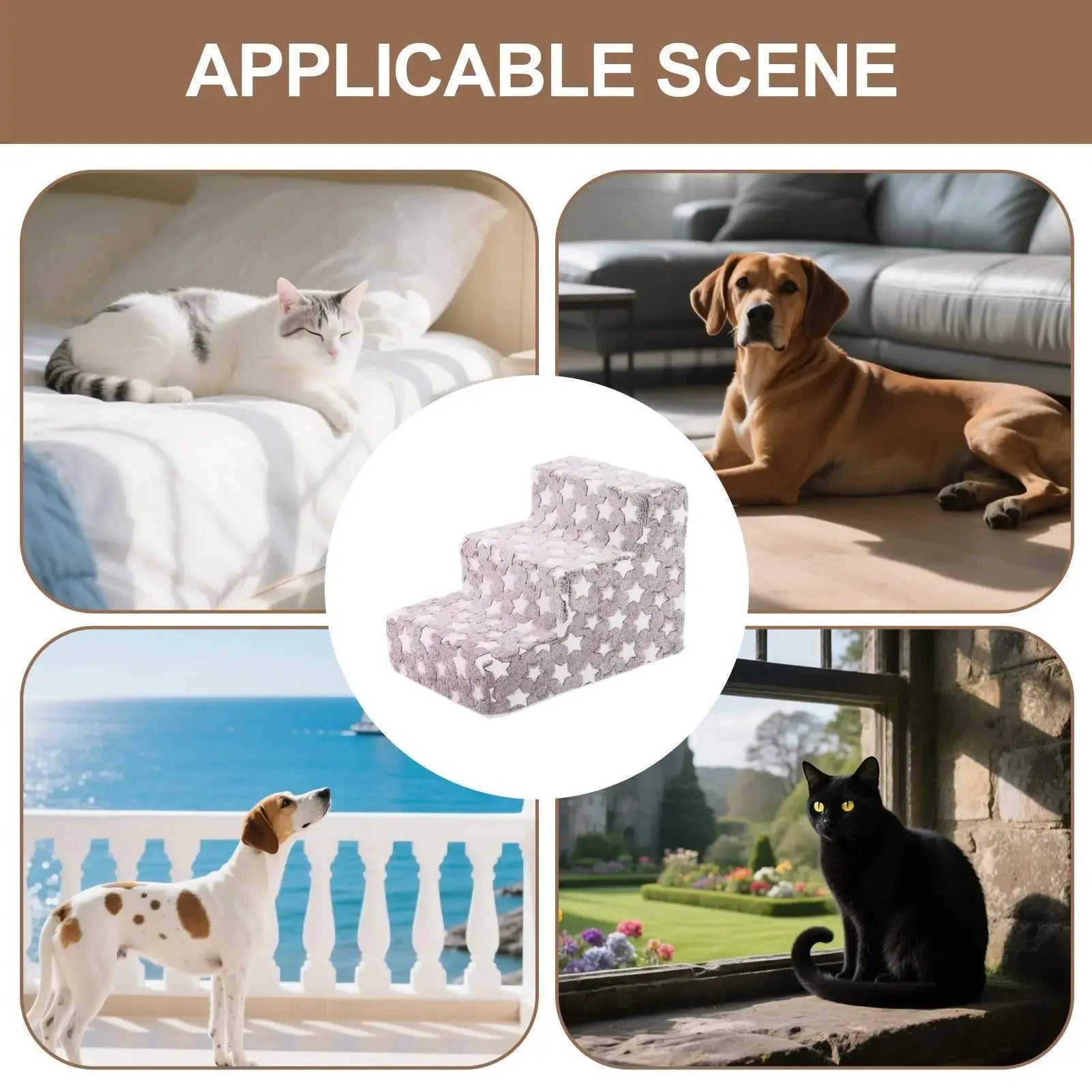 Pet Steps High Density Foam 3 Steps Dog Stairs Ramps for Small Cats dog Climbing Removable Non-Slip Pet Ramp Washable Cat Ladder WLP Company