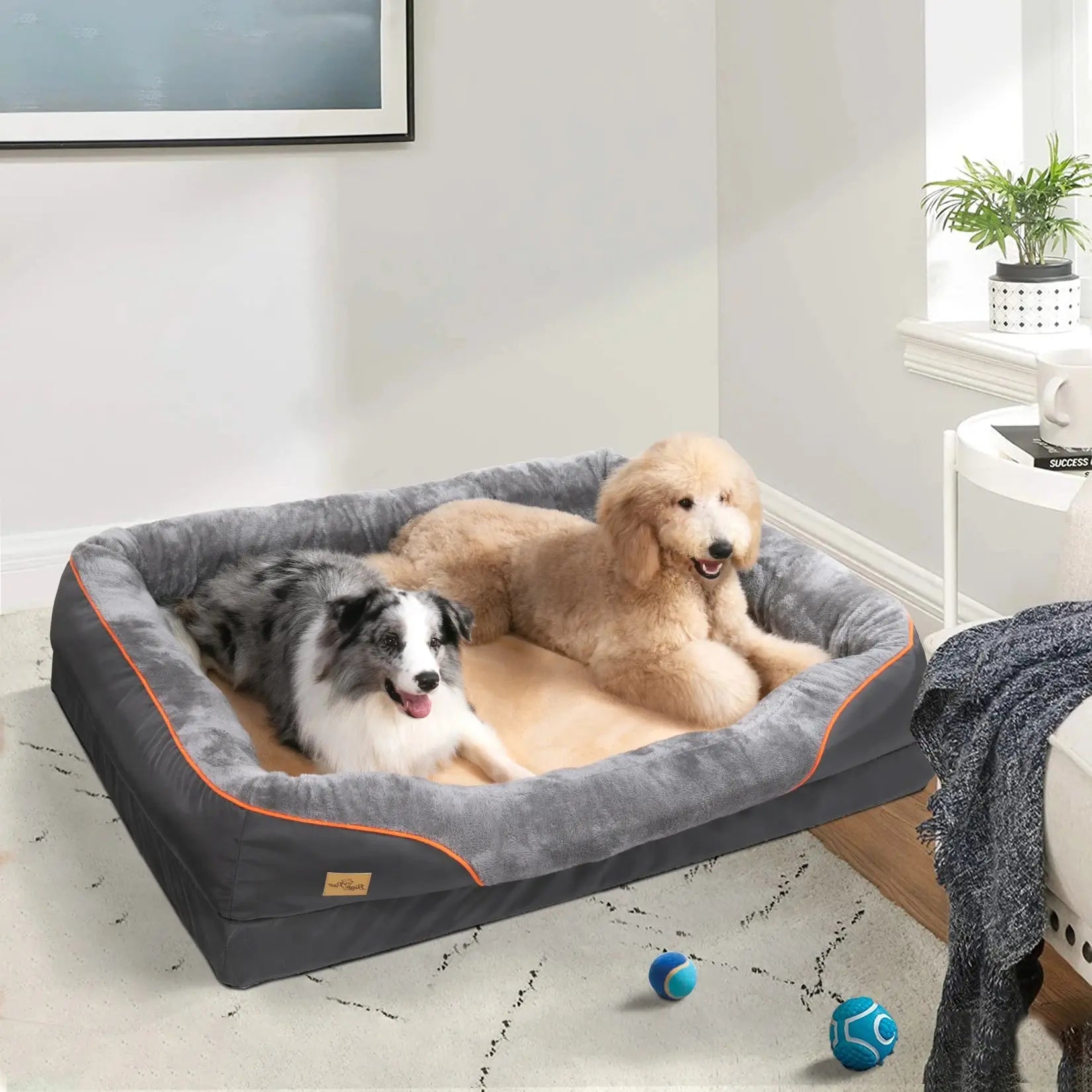 Jumbo Large Orthopedic Dog Bed Memory Foam Quilted Bolstered Pet Sofa Couch Elevated Cushion Warm Waterproof Mattress WLP Company
