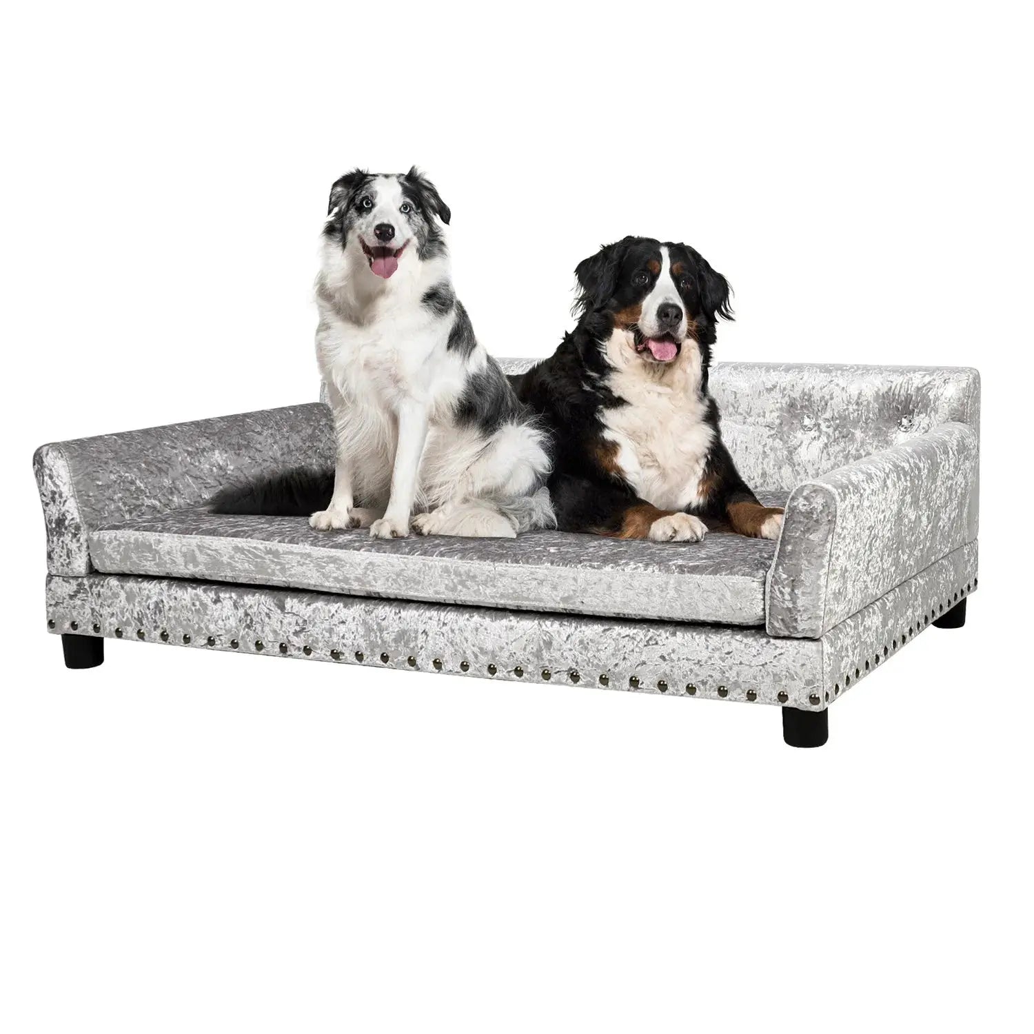 BingoPaw Large Dog Sofa Bed Deluxe Tufted Elevated Jumbo Dog Couch Bed Made Velvet - Pet Giant Snuggle Sofa Lounger Memory Foam WLP Company