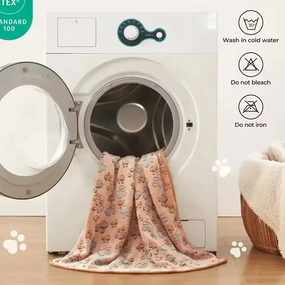 Dog Blanket Washable Fuzzy Soft Pet Mat Throw Cover for Kennel Crate Bed Cute Paw Pattern Puppy Cat Bed Blanket Mat Pet Blankets WLP Company
