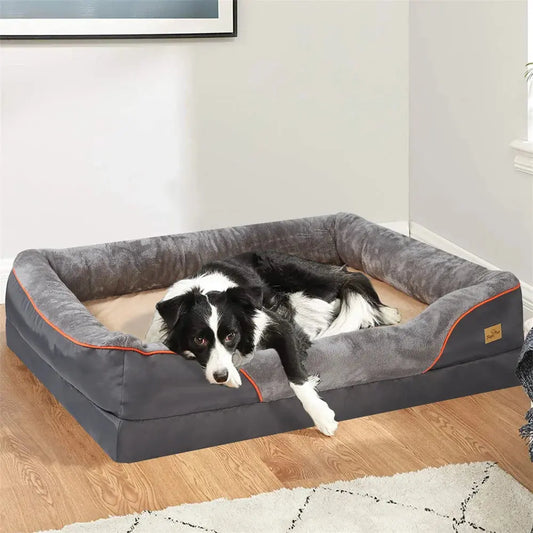 Jumbo Large Orthopedic Dog Bed Memory Foam Pet Sofa Couch Waterproof Elevated Cushion Warm Puppy Bolster Couch Removable Cover WLP Company