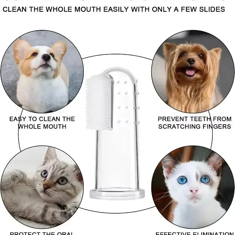 Pet Toothbrush Super Soft Pet Finger Toothbrush Teddy Dog Brush Bad Breath Tartar Teeth Care Tool Dog Cat Cleaning Silicagel Pet Supplies WLP Company