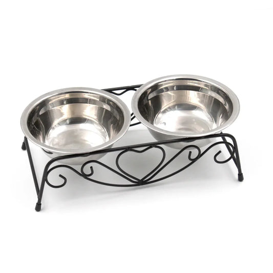 Exclusive Pet Stainless Steel Double Bowl Cat Dog Puppy  Feeder