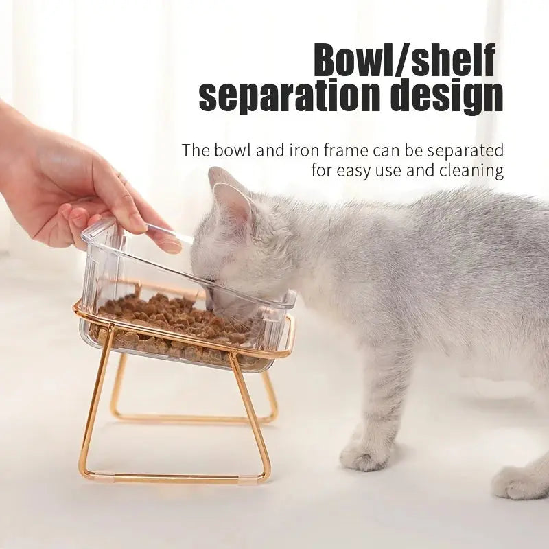 transparent cat bowl Transparent Double Cat Bowl with Vertical Design for Easy Feeding WLP Company