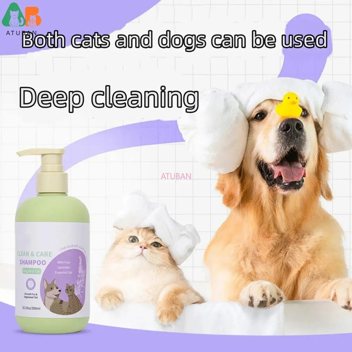 ATUBAN Dog Shampoo and Conditioner,Hypoallergenic Dog Shampoo for Smelly Dogs,Probiotic Pet Shampoo for Dogs,Royal Lavender WLP Company