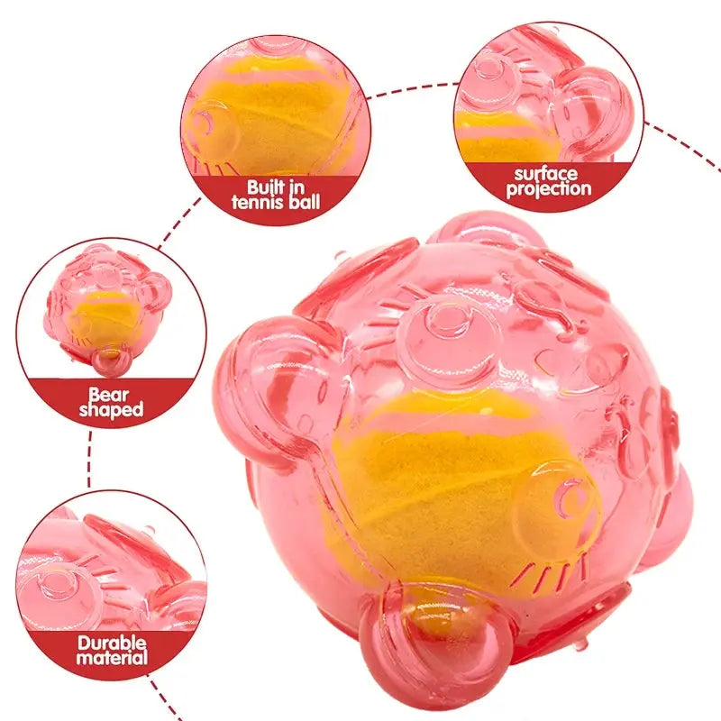 Pet Dog Chew Toy Cute Bear Head Resistant Bite Puppy Toys with Tennies Teeth Cleaning Sound Dog Toy Large Small Dog Squeaky Toy WLP Company