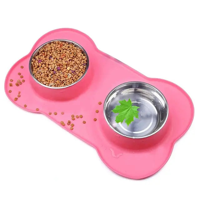 antislip dog bowl Antislip Double Dog Bowl With Silicone Durable Stainless Steel WLP Company