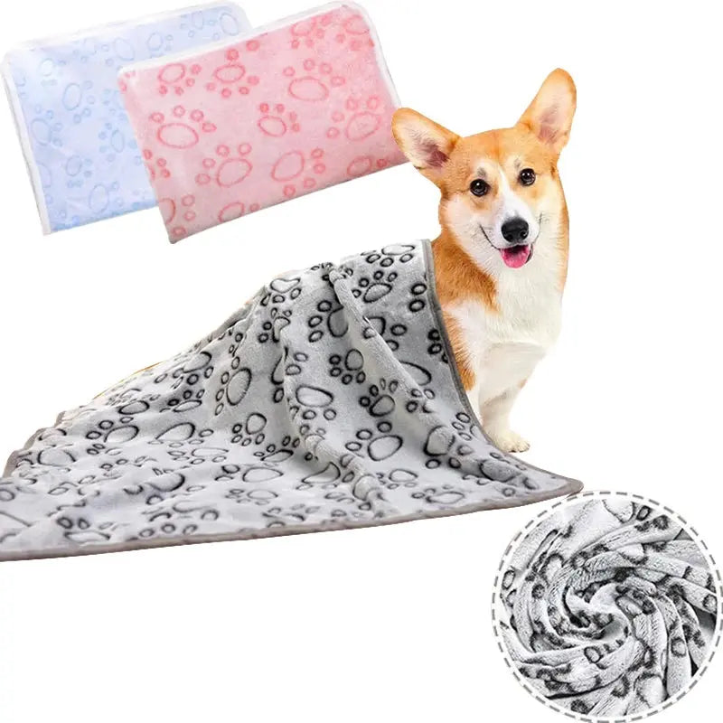 Dog Bed Mat Blanket Soft Fluffy Pet Sleeping Blanket Cute Paws Pattern Pet Travel Mat Warm Comfortable Blankets for Cat Dogs WLP Company