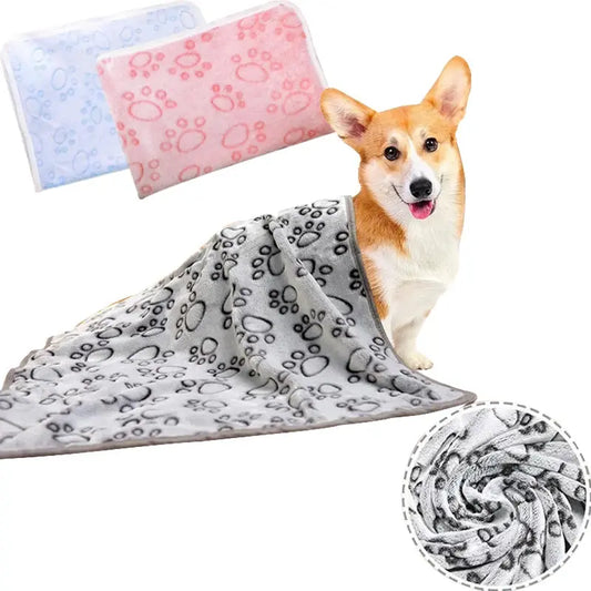 Dog Bed Mat Blanket Soft Fluffy Pet Sleeping Blanket Cute Paws Pattern Pet Travel Mat Warm Comfortable Blankets for Cat Dogs WLP Company