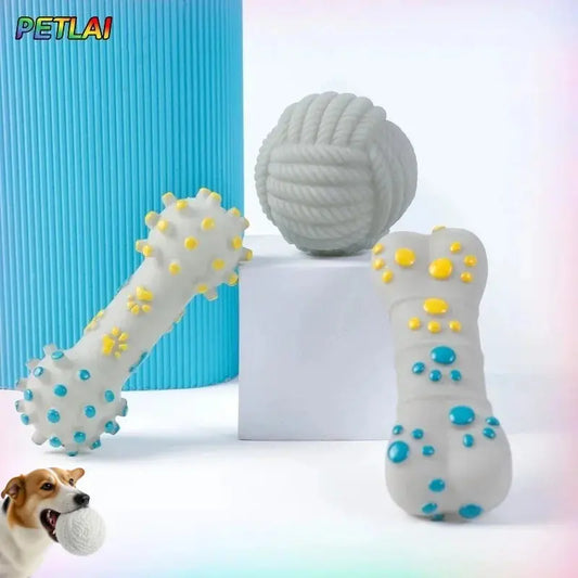dog toys Dog sound Toys Chew bone stick ball Interactive bone barbell pet cat Summer Anti-stress Educational Walking Barking Toy Supplies WLP Company