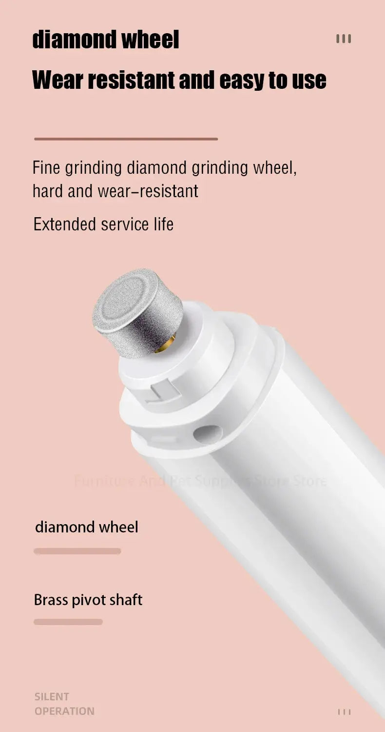 Electric Dog Nail Grinder Pet Nail Clipper USB Rechargeable Pet Nail Trimmers Painless with Polisher Wheel for Small/Large Pets WLP Company