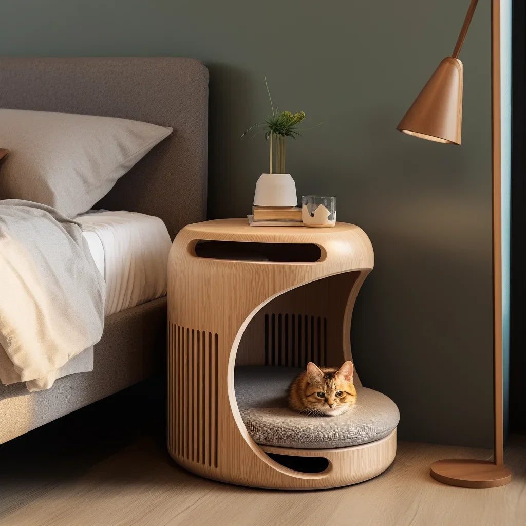 Warm Semi-Enclosed Cat House - Coffee Table Bedside Array Cabinet
